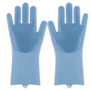 Luvas de silicone azuis para limpeza doméstica, resistentes e multifuncionais, ideal para lavar louças e tarefas de casa.