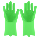 Luvas de silicone verdes da Munchen para limpeza doméstica, resistentes e multifuncionais para lavar louças e tarefas de casa.