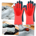 Luvas de silicone para limpeza doméstica da Munchen, resistentes e flexíveis, ideais para lavar louças e tarefas de casa.
