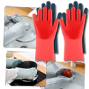 Luvas de silicone para limpeza doméstica da Munchen, resistentes e flexíveis, ideais para lavar louças e tarefas de casa.