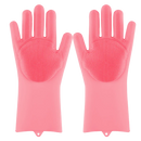 Luvas de silicone para limpeza doméstica da marca Munchen, cor rosa, resistentes e multifuncionais para lavar louças.