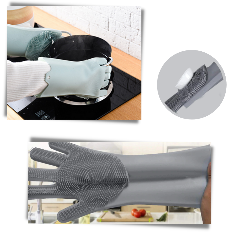 Luvas de silicone para lavagem de louça da Munchen, resistentes, reutilizáveis e ideais para limpeza doméstica.
