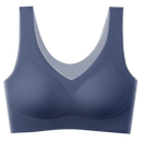 Soutien-gorge ultrafino sem costura em seda glacê azul, marca Eopuing, para roupas íntimas femininas elegantes.