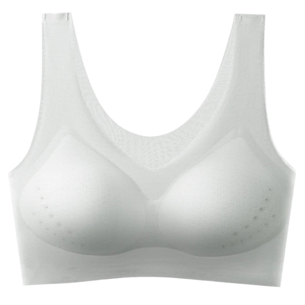 Soutien-gorge sem costura em seda glacê cinza da Eopuing, ultra-fino e confortável, para uso diário.