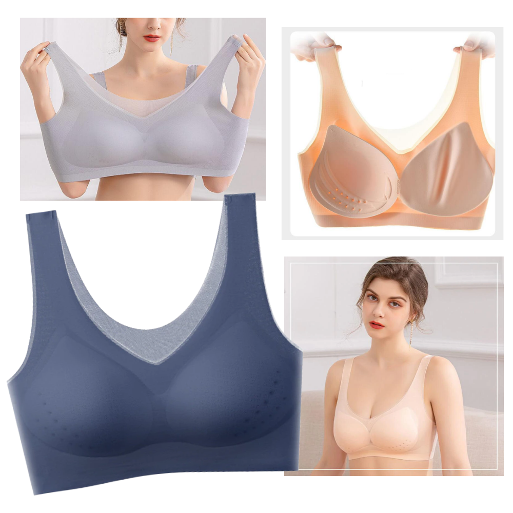 Soutien-gorge ultrafino sem costura em seda glacê da Eopuing, detalhe delicado e acabamento suave.
