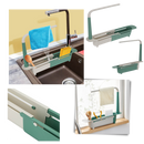 Prendedor de suporte extensível para pia de cozinha da marca Deago, ideal para organizar utensílios e acessórios de forma prática.
