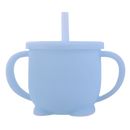 Tassa de silicone azul para bebês da Sunri, ideal para alimentação e aleitamento, com bico ergonômico e seguro.