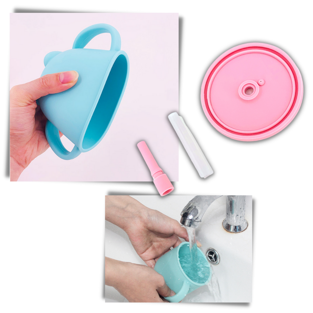 Copo de silicone com bico para bebês da Sunri, ideal para alimentação e aleitamento infantil, com design seguro e flexível.