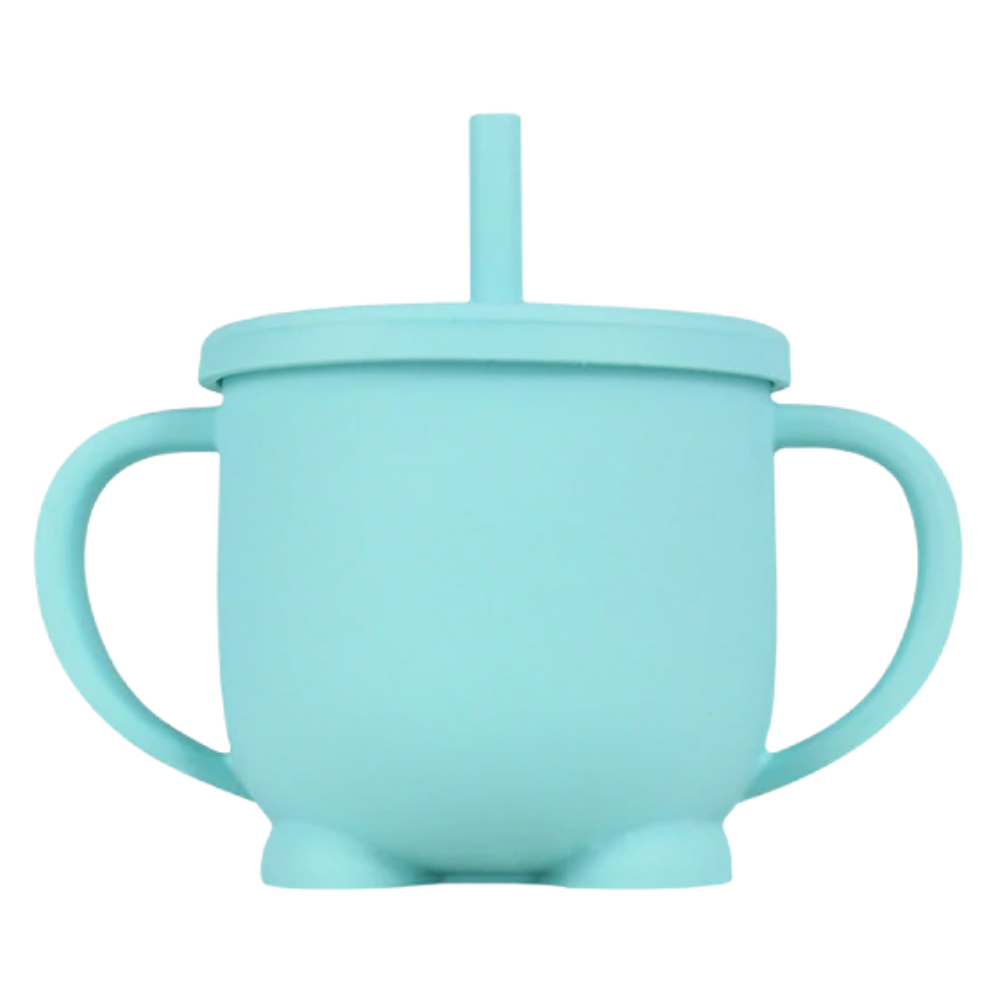 Copo com bico de silicone para bebês Sunri na cor verde menta, ideal para alimentação e amamentação.