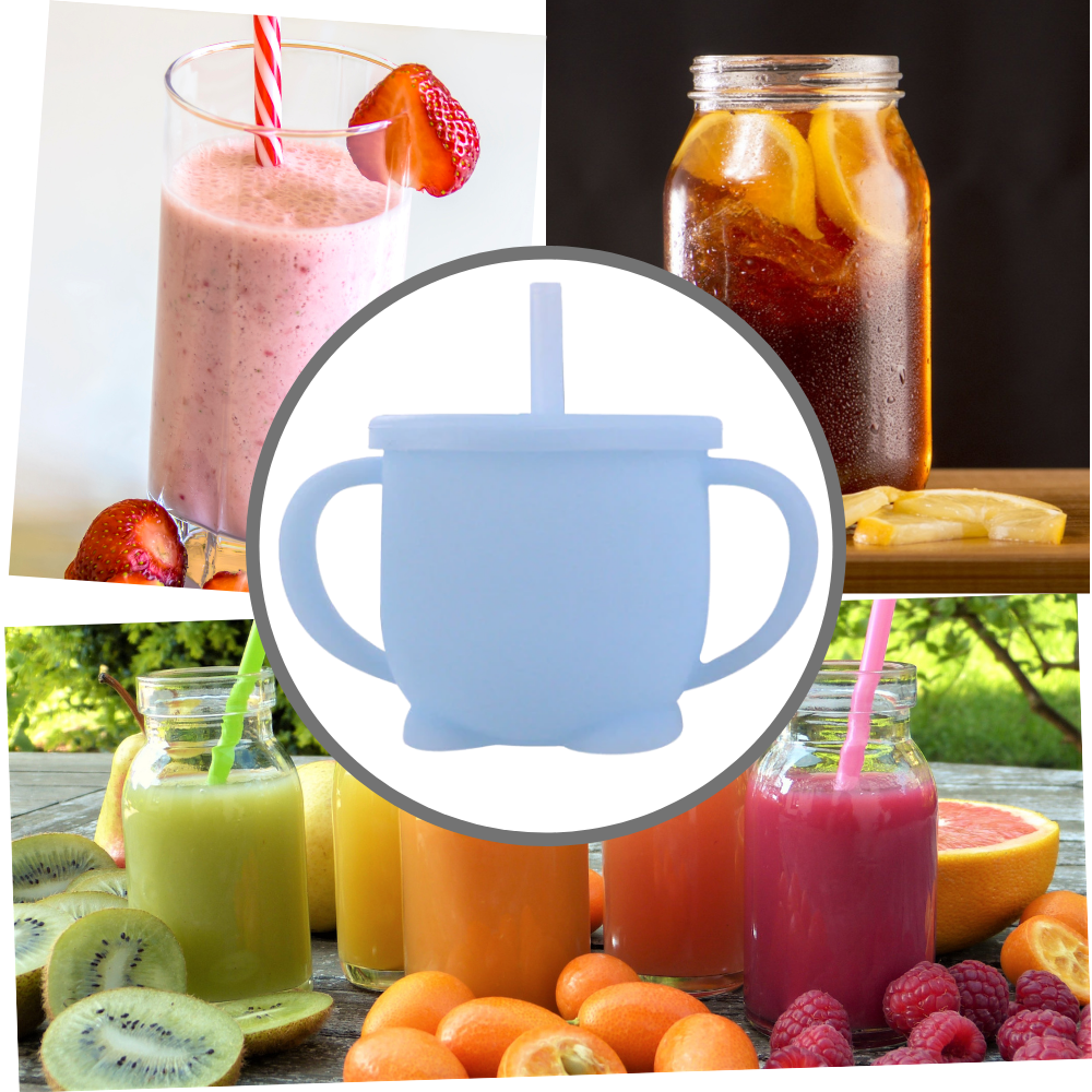 Copo com bico de silicone para bebês da Sunri, ideal para alimentação e aleitamento, com design versátil e seguro para uso infantil.