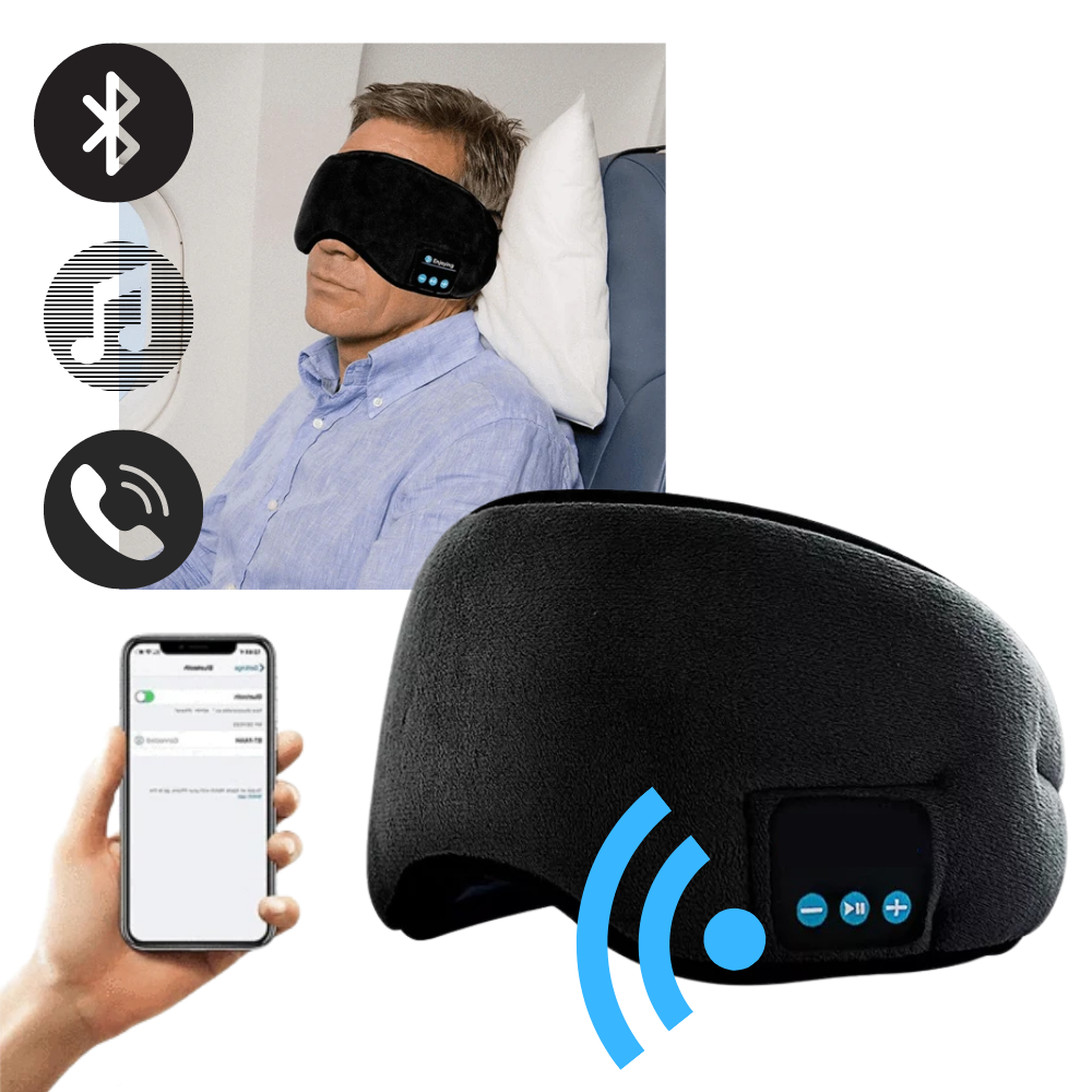 Máscara de sono Bluetooth Merotable, ajuda ao sono, com design confortável e tecnologia sem fio para relaxamento e descanso.