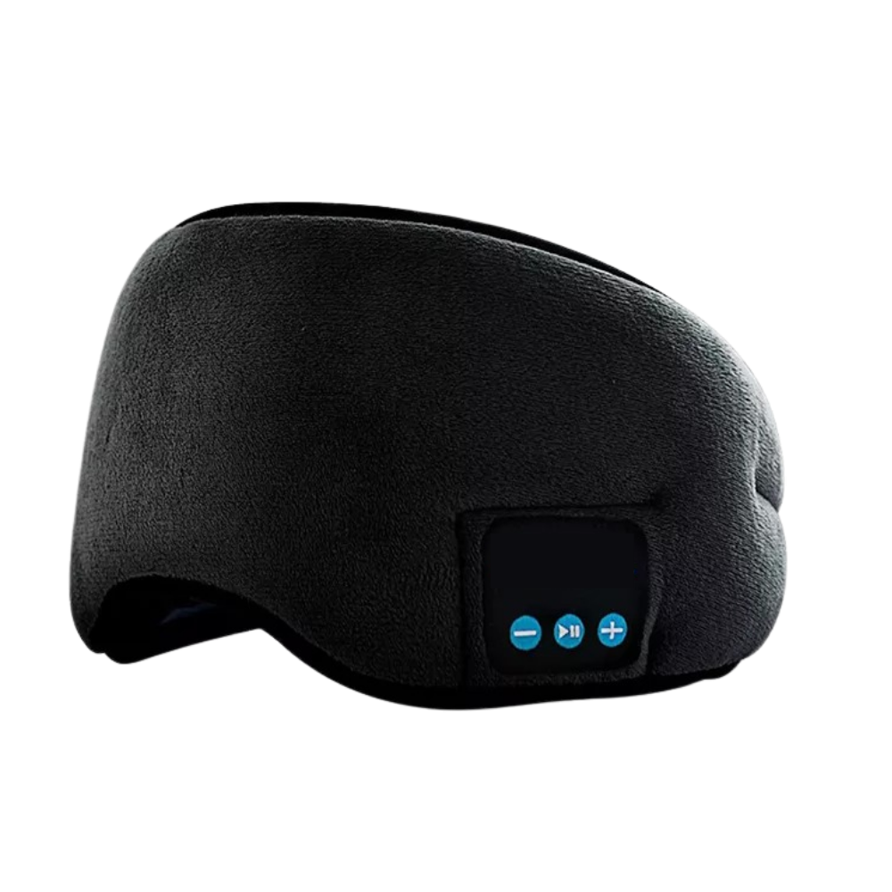 Máscara de sono Bluetooth Merotable preta, ajuda a bloquear a luz e permite ouvir músicas para um sono mais relaxante.