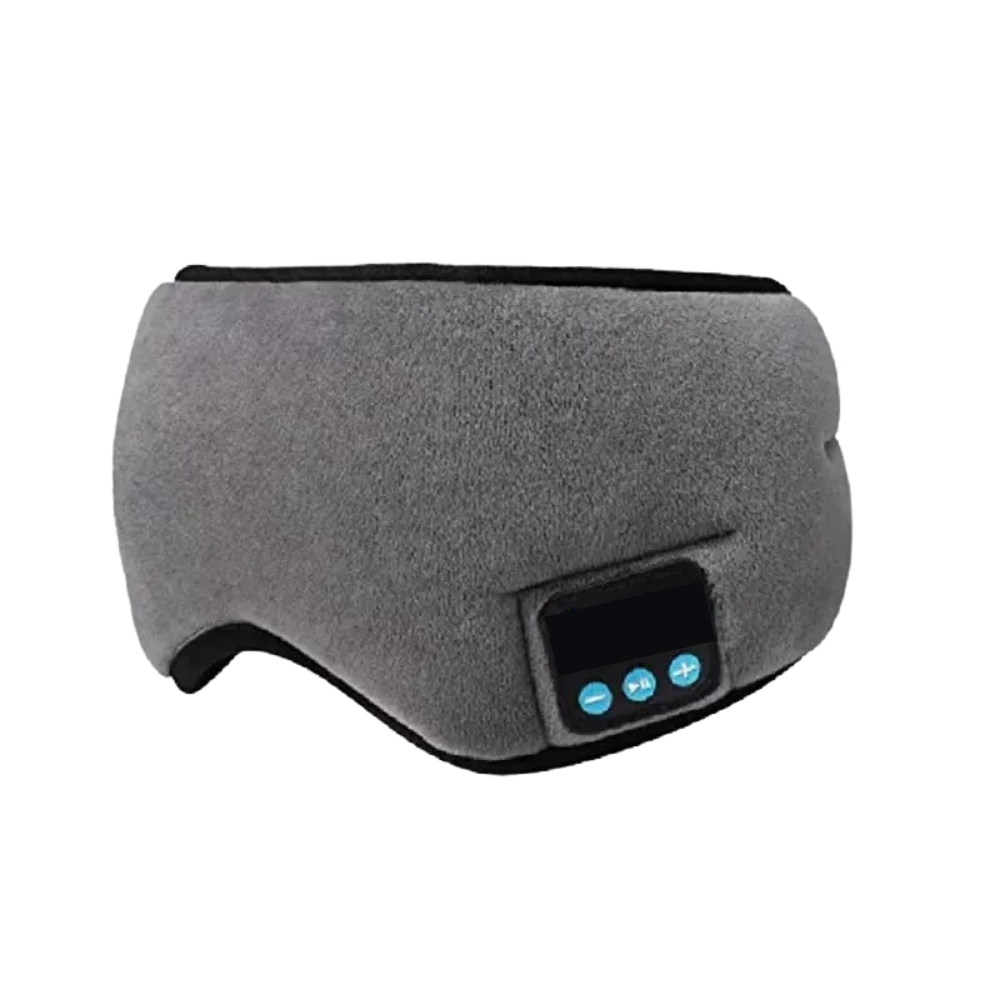 Máscara de dormir com Bluetooth Merotable, ajuda ao sono, design confortável na cor cinza, ideal para relaxamento e descanso.