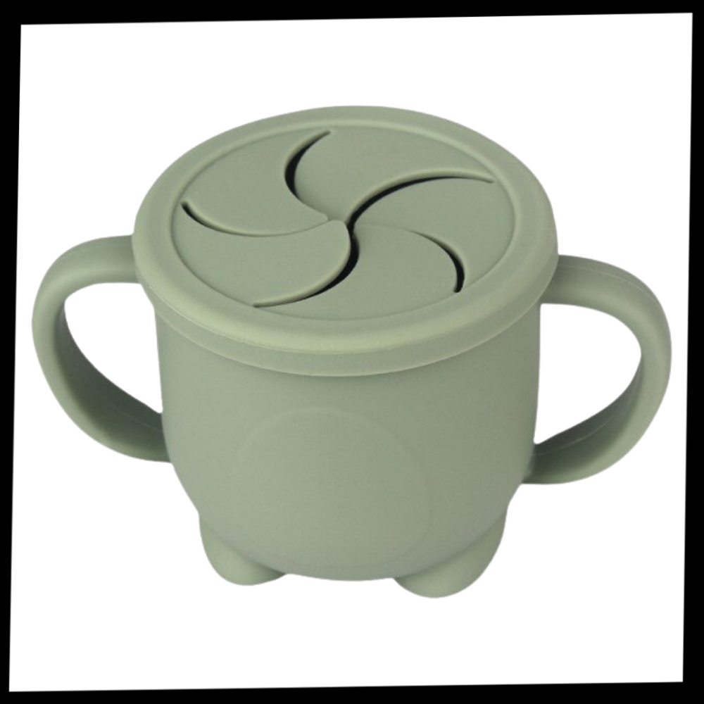Copo de lanche para bebê Homyl, ideal para alimentação e amamentação, com compartimento para snacks e tampa segura.