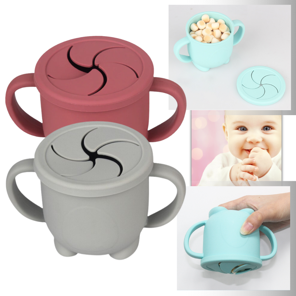 Tassa de lanche para bebê Homyl, recipiente para alimentos e snacks, com tampa segura para alimentação infantil.