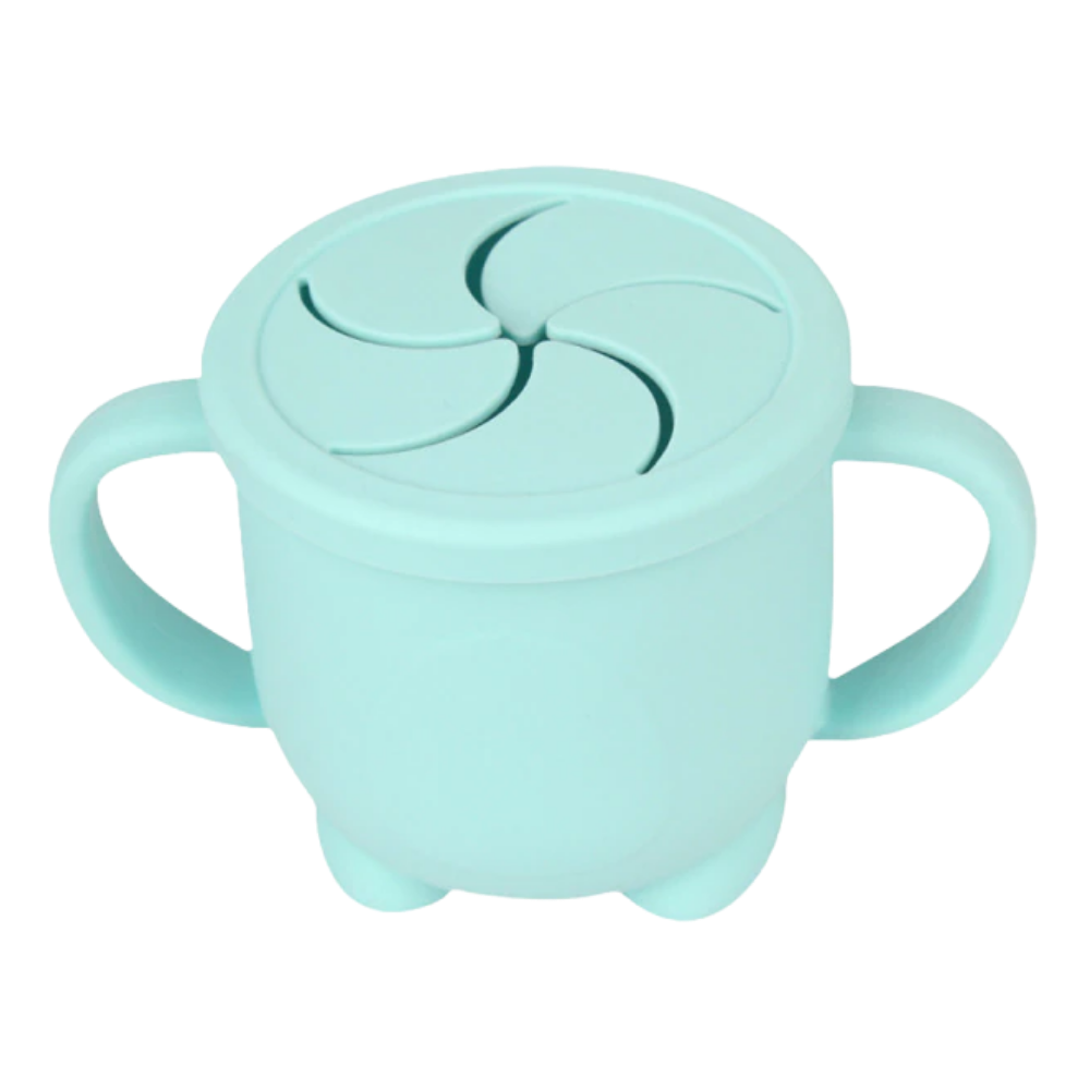 Tasse à snack para bebê Homyl de cor verde menta, ideal para alimentação e lanche, com compartimentos seguros para bebês.