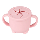 Copo de lanche para bebê da Homyl, com tampa rosa, ideal para alimentação e snack durante a amamentação.