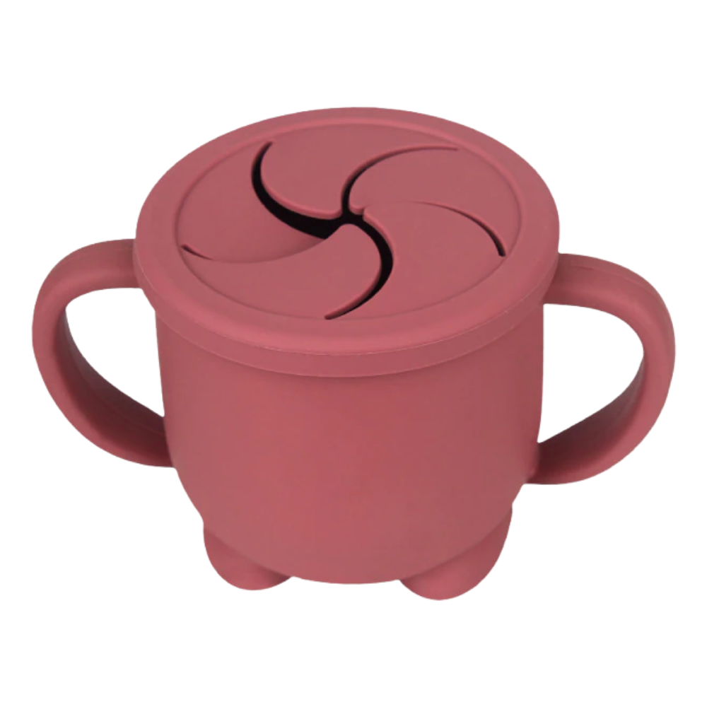Tasse para lanches de bebê Homyl, recipiente com compartimentos para alimentos e snacks, em cor vermelha.