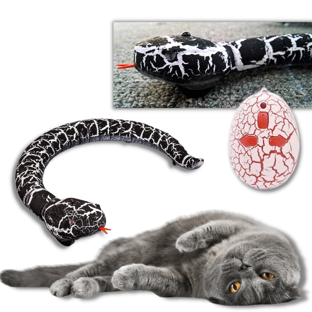 Brinquedo de cobra interativa para gatos, controlado por rádio, acessório divertido para estimular a brincadeira felina.