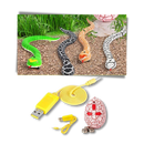 Brinquedo serpente interativo para gatos da marca Bsmean, com luzes e controle remoto, em processo de carregamento.