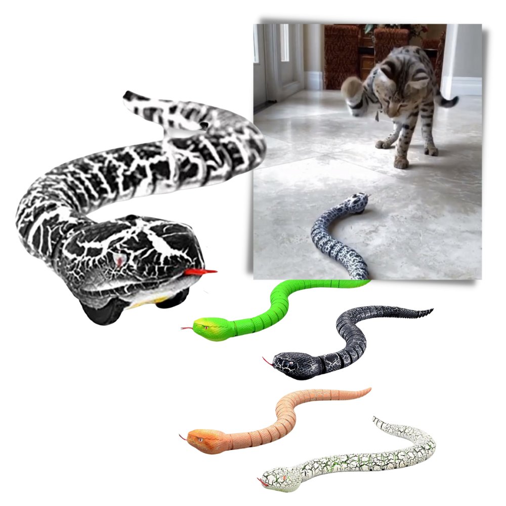 Brinquedo de serpente interativo com controle remoto para gatos, acessório divertido da marca Bsmean, com movimento realista.