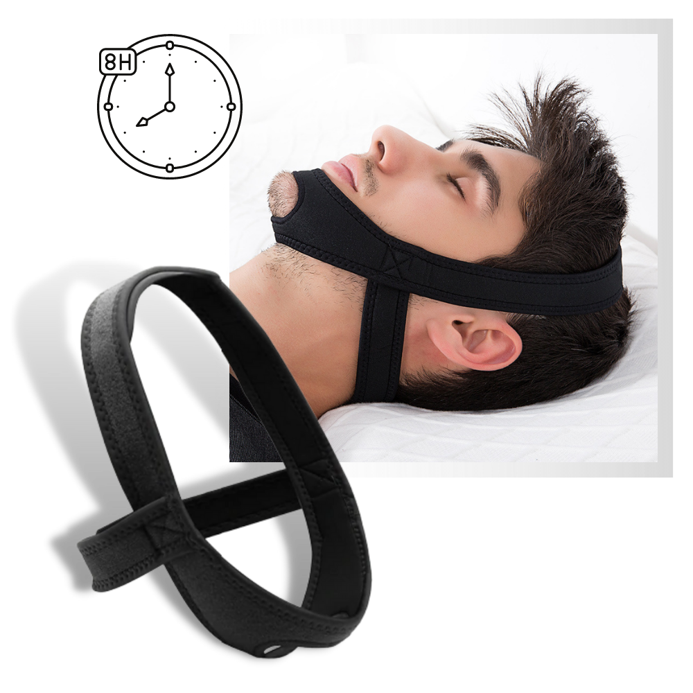 Mentonière anti-ronflement Tebru, ajuda a reduzir o ronco, com design confortável para melhorar o sono.