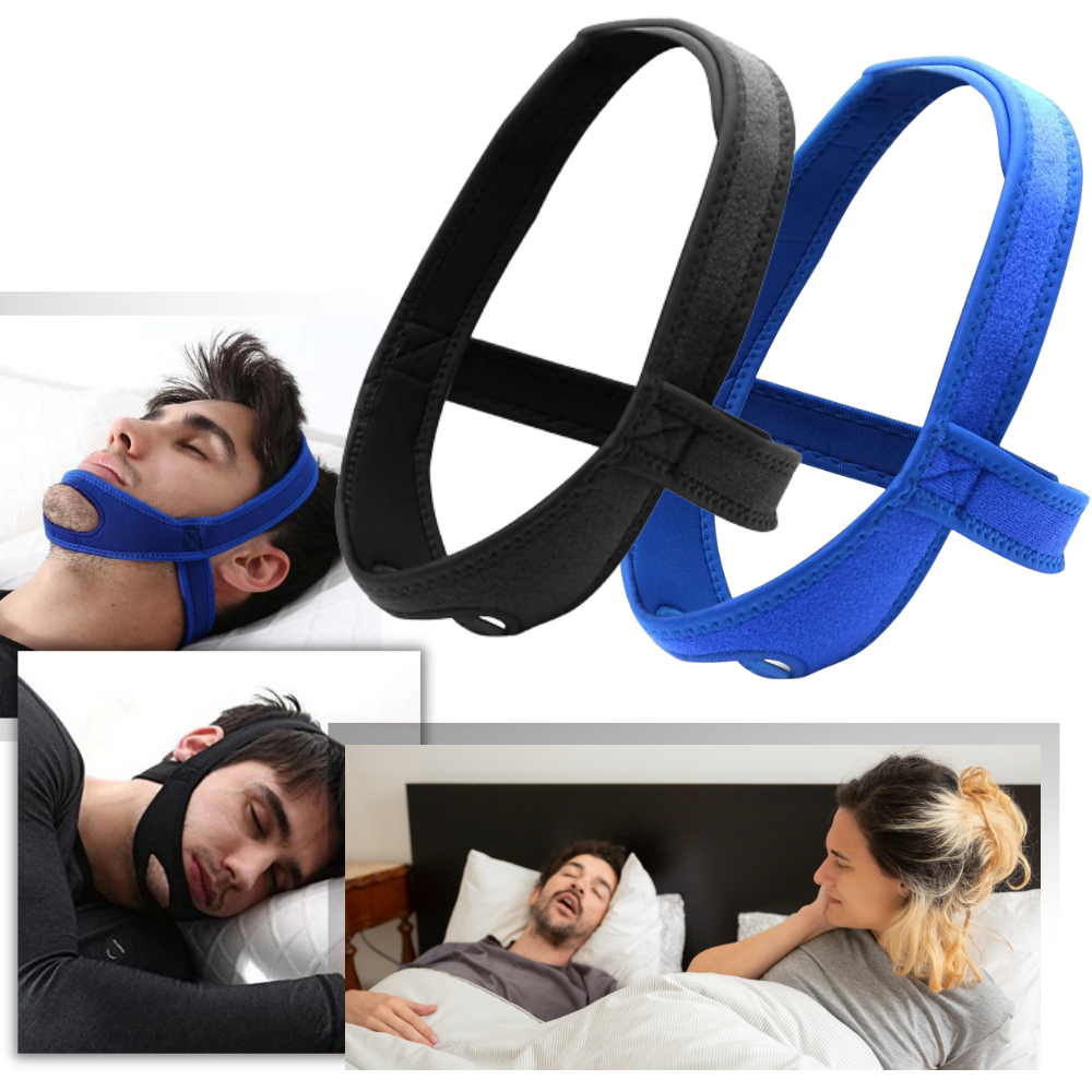 Mentonnière anti-roncamento Tebru, ajuda a reduzir o ronco, com design confortável e ajustável para melhorar o sono.