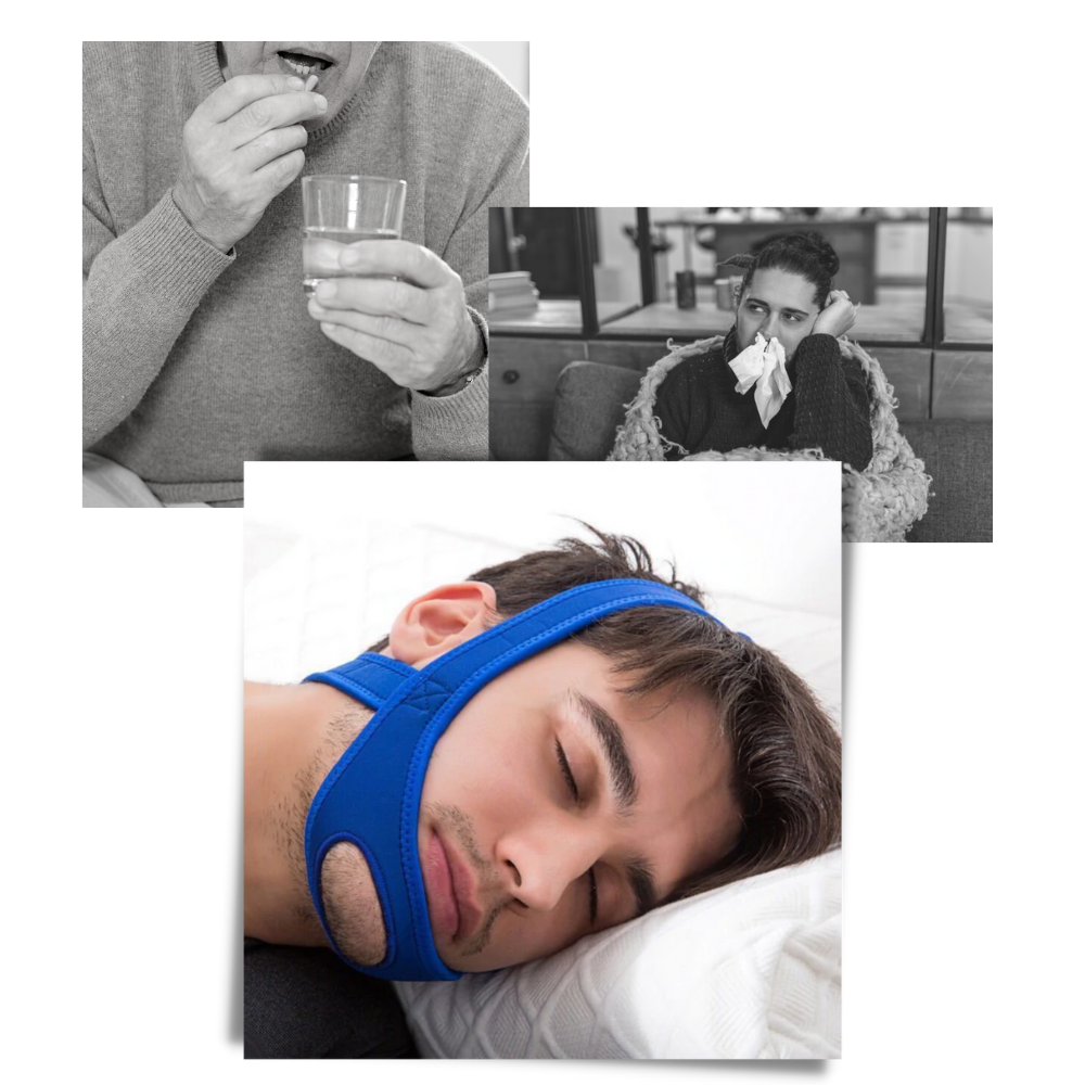 Mentonnière anti-ronflement Tebru, ajuda a reduzir o ronco e melhora o sono, com design confortável para uso noturno.