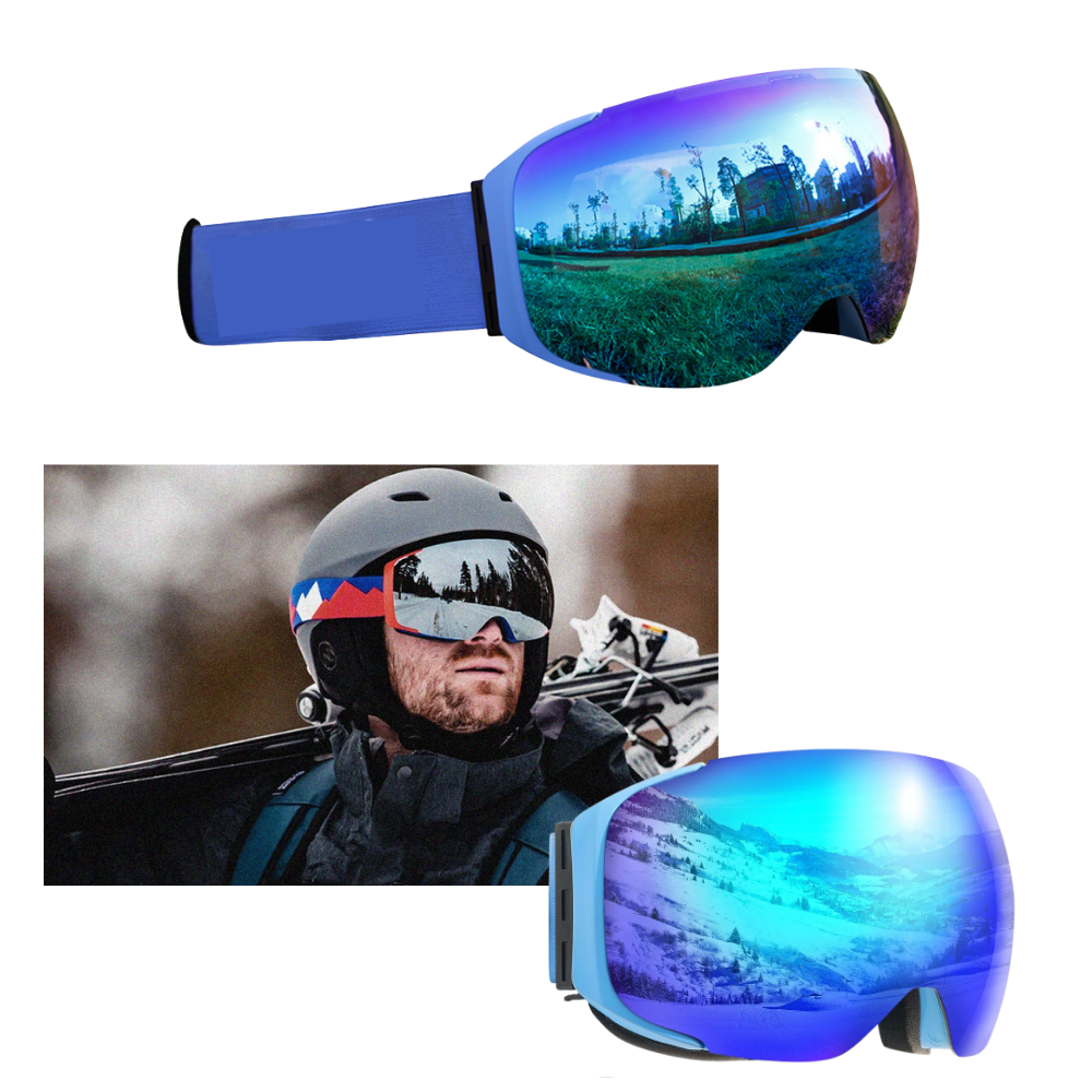 Óculos de proteção para neve Outdoormaster com armação ajustável e pacote de lentes para atividades de inverno.