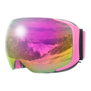Óculos de proteção para neve Outdoormaster com armação rosa e kit de lentes extras para atividades de inverno.