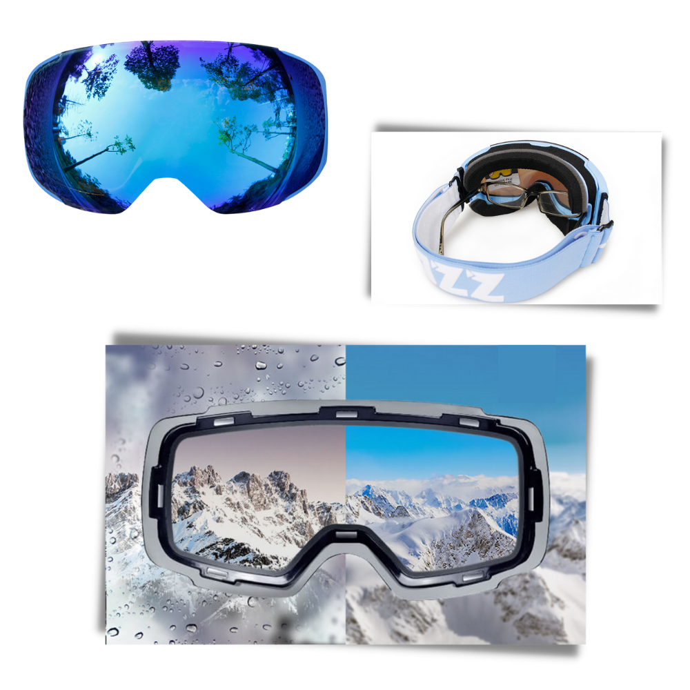 Óculos de proteção para neve da Outdoormaster com trocador de lentes, ideal para atividades e esportes de inverno.