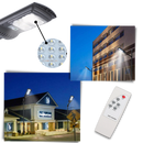 Luminária LED solar externa para jardim, com sensor de movimento, marca Munchen, iluminação de alameda eficiente e sustentável.