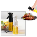 Garrafas de spray de óleo de cozinha, utensílio de pressão para cozinhar, com corpo transparente e bico de pulverização.