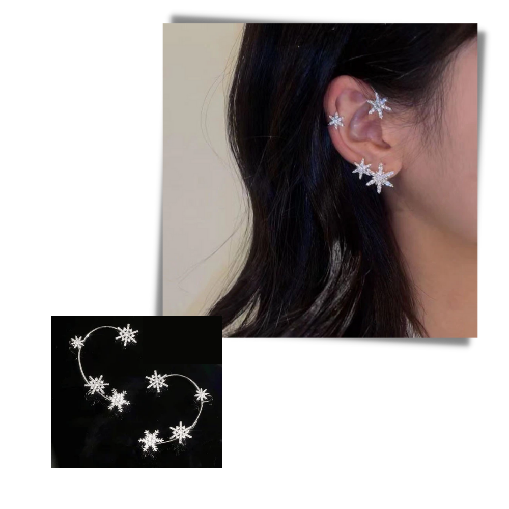Brincos de orelha clip com zirconia, design elegante e brilhante, feitos pela marca genérica.