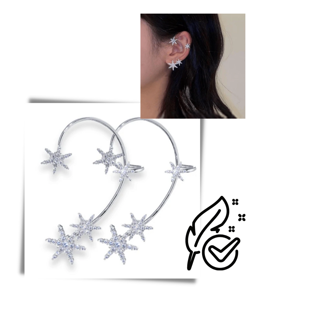 Par de brincos de pressão em zirconia, com acabamento brilhante e design elegante, para uso hypoallergênico.