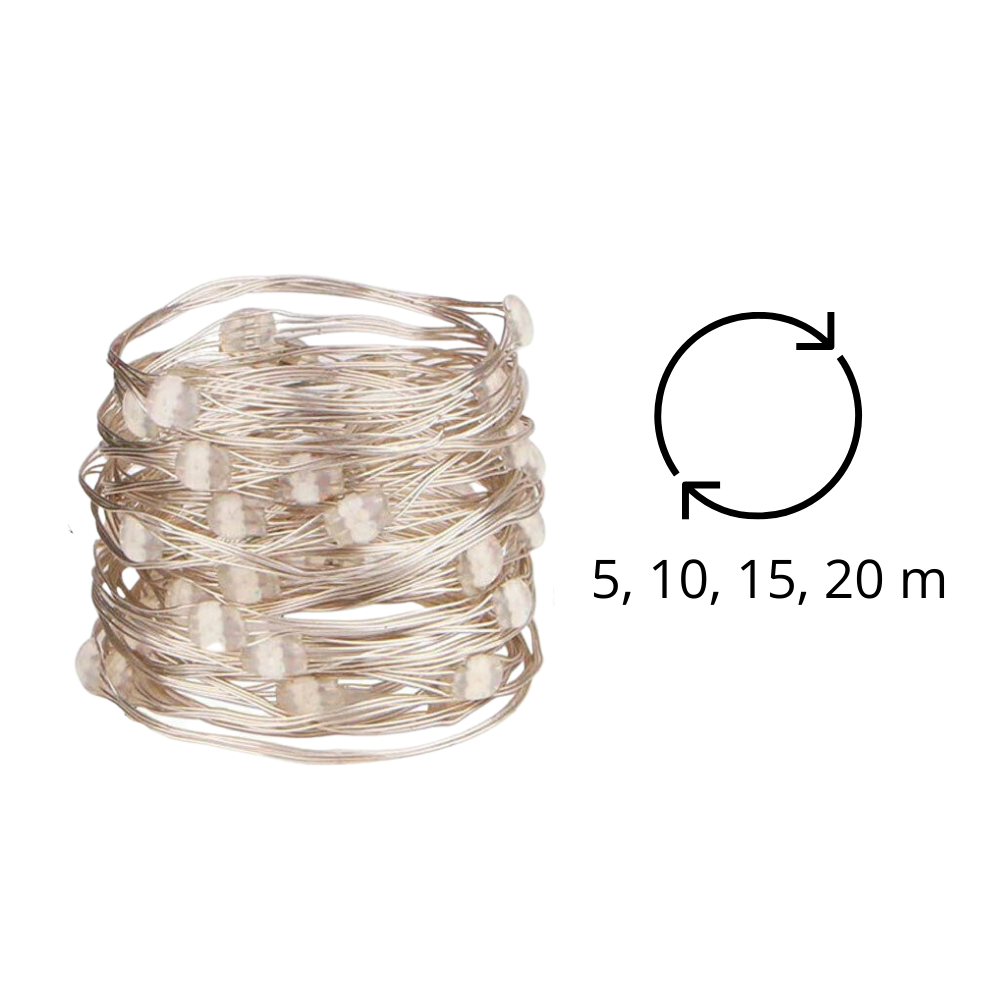 Guirlandes luminosas LED Dystyle, luminária decorativa com luzes brilhantes e fio flexível para ambientes internos e externos.