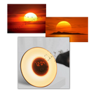 Relógio despertador com simulação de nascer do sol, marca Cvb Inc, exibindo luz gradual para despertar natural.