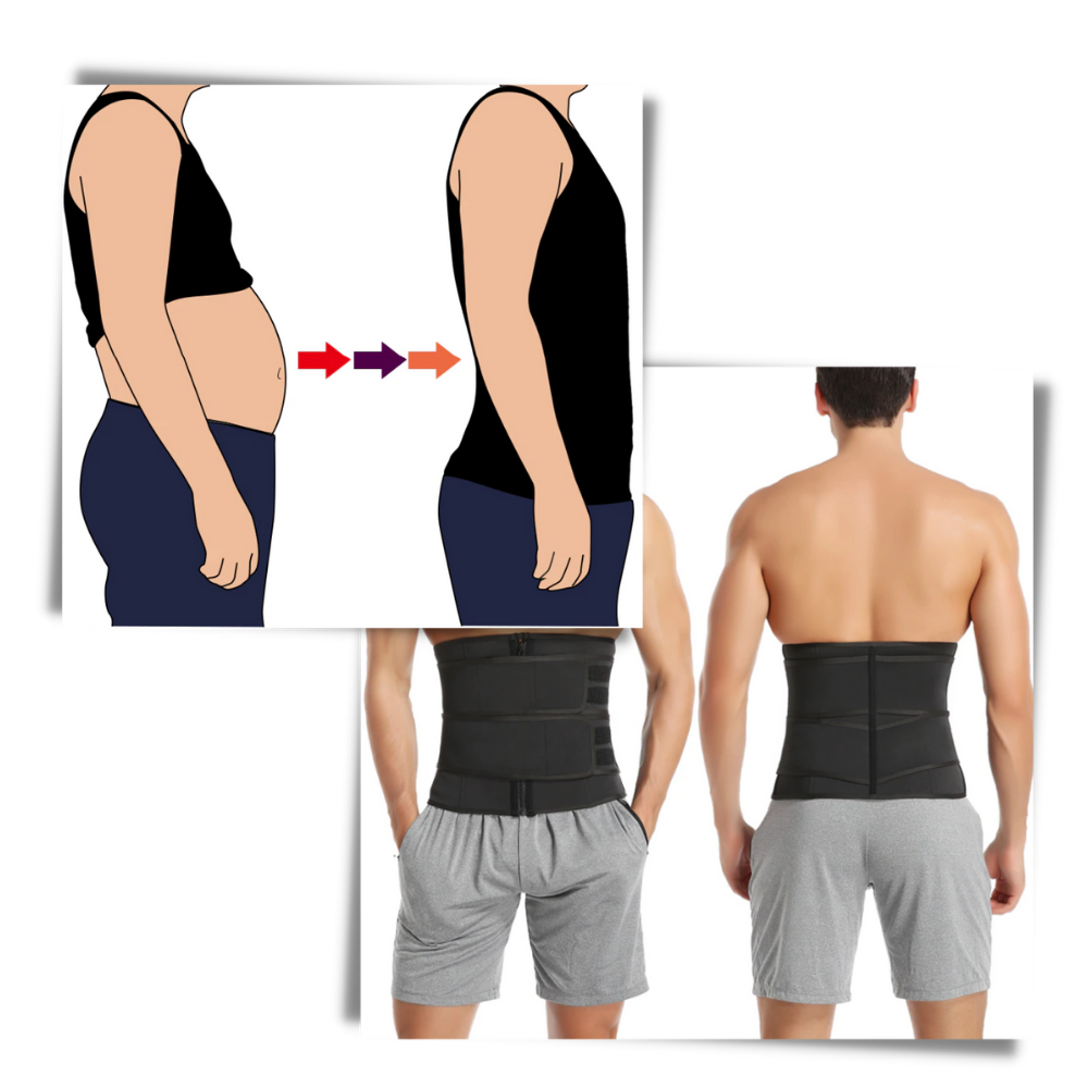 Cinta modeladora e aquecedora Vaslanda com duas alças para treino e fitness, ajustável para suporte abdominal confortável.