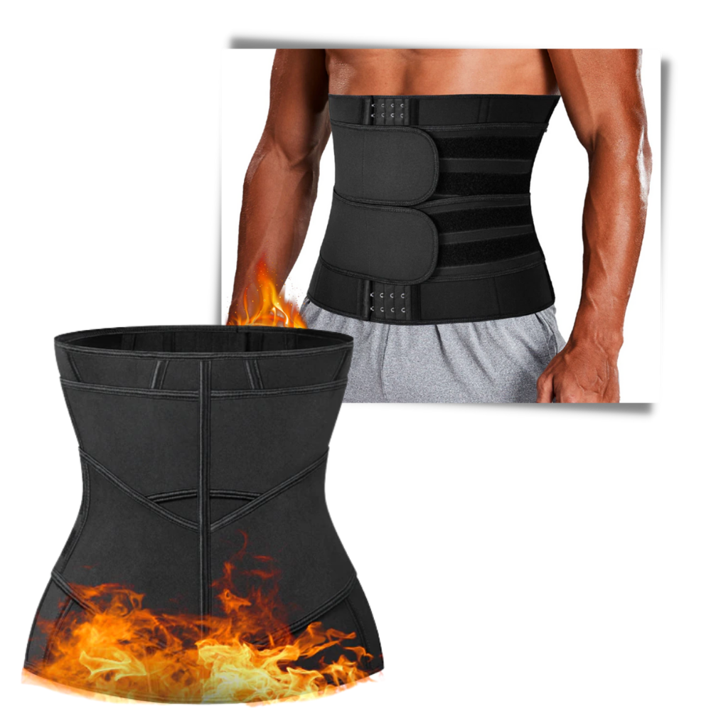 Faixa de treinamento e fitness Vaslanda com duplo fecho, cintura modeladora e aquecedora para exercícios e queima de gordura.