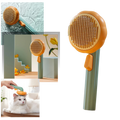 Escova autolimpante para animais de estimação da Longrv Inc, ferramenta de pet grooming com design de abóbora e sistema de limpeza automática.