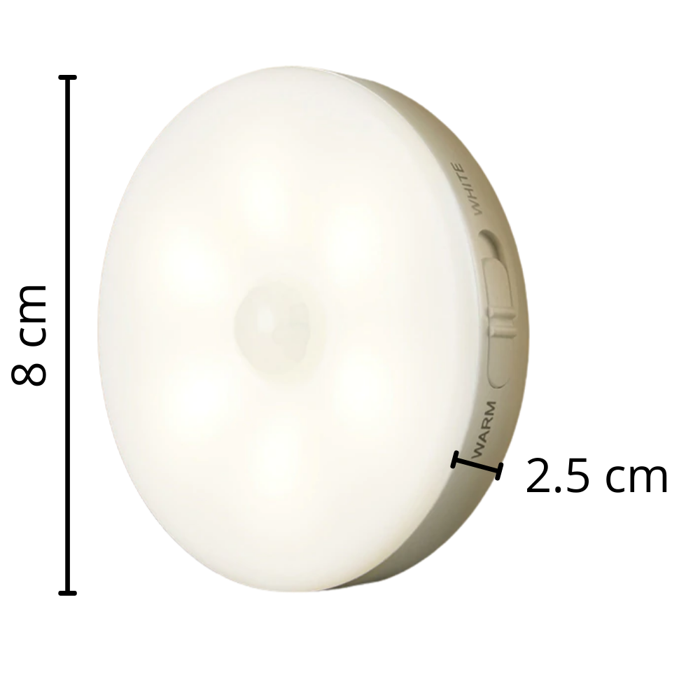 Sensor de luz LED Tsv com detector de movimento, compacto e moderno, para iluminação automática com sensor de presença.