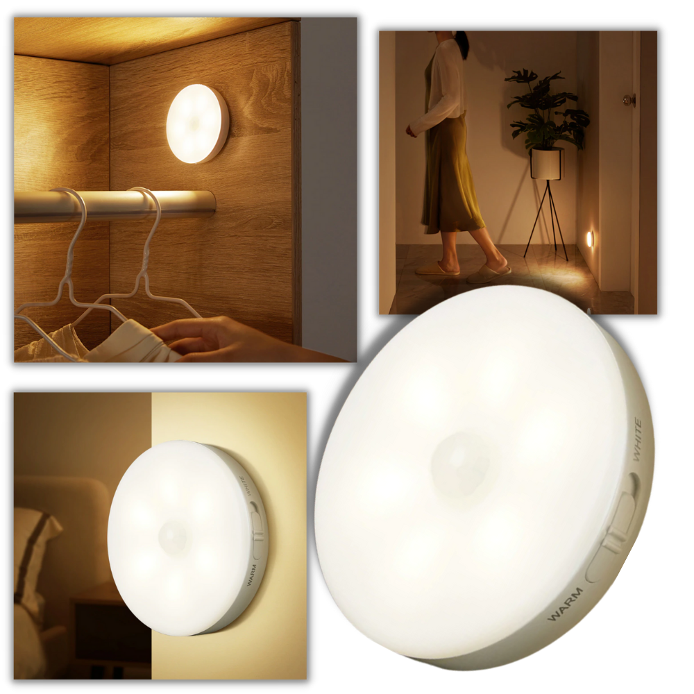 Sensor de luz LED Tsv com detector de movimento, mostrando o sensor com design compacto e detalhes tecnológicos.