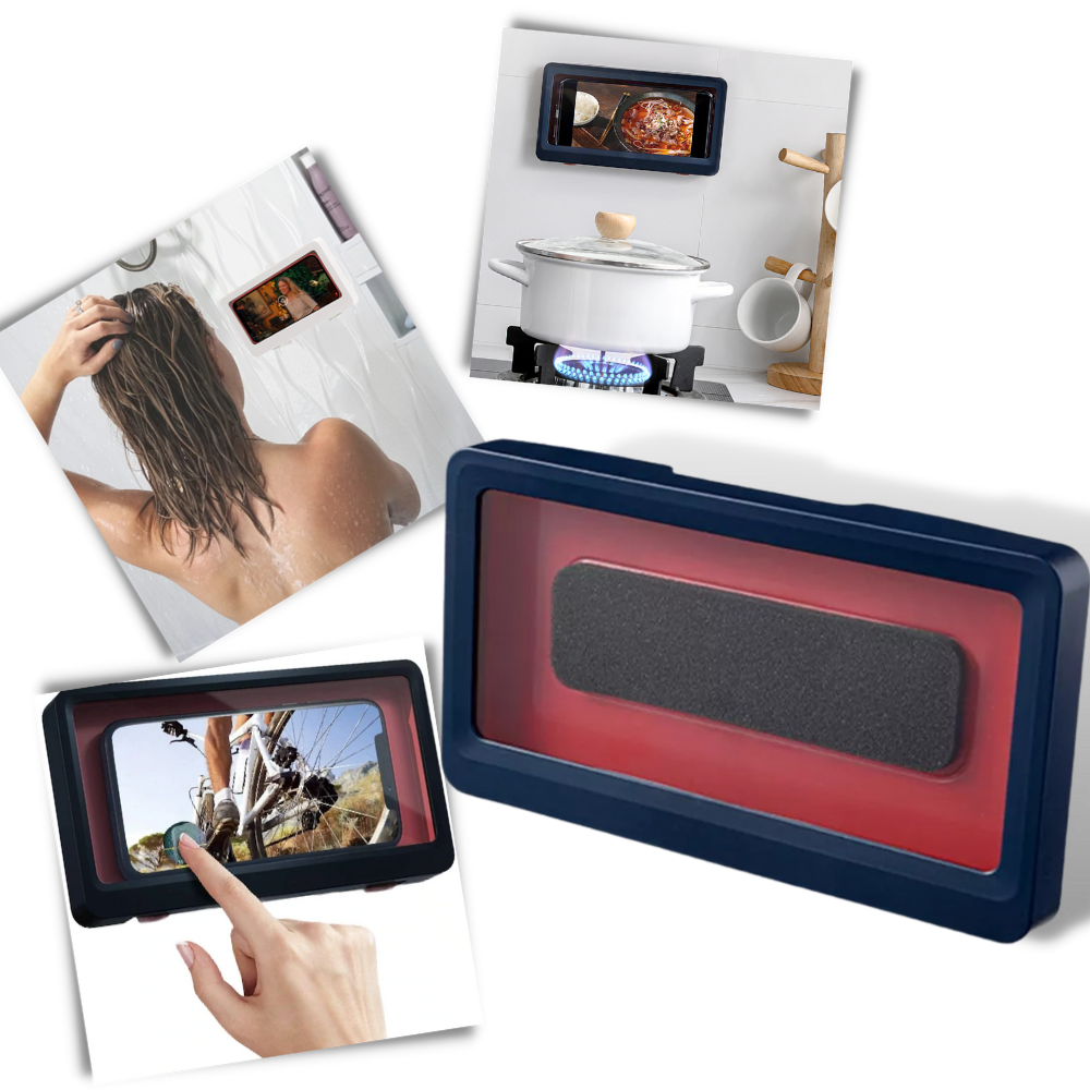 Suporte mural à prova d água para telefone Ftltop, fixado na parede, ideal para uso em ambientes úmidos com telefone celular.