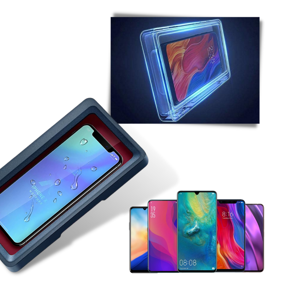 Suporte de telefone à prova d'água Ftltop para uso em ambientes molhados, fixação segura para smartphones.