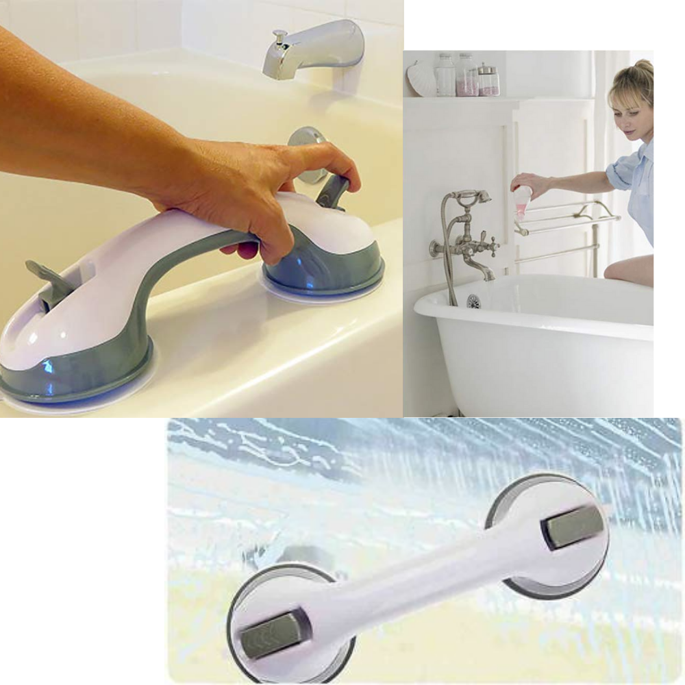 Barra de apoio de banho e ducha Rockjoy, acessório de segurança com pegada resistente para auxiliar na estabilidade durante o banho.