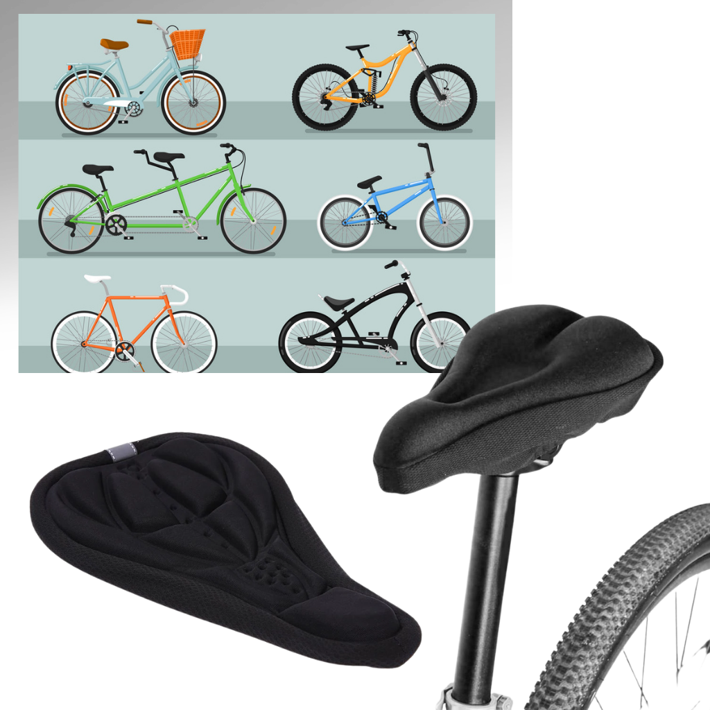 Assento de bicicleta com almofada de silicone com gel, confortável, para ciclismo, compatível com a maioria das bicicletas.