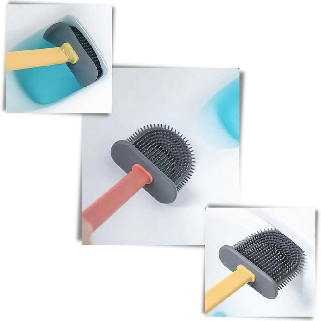 Escova de silicone para banheiro Dengmore, com design eficiente para limpeza de vasos sanitários.