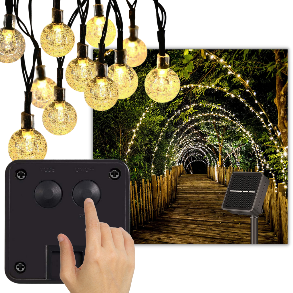 Fio de luz solar da Onrp com oito modos de iluminação, decorativo e ideal para ambientes externos.