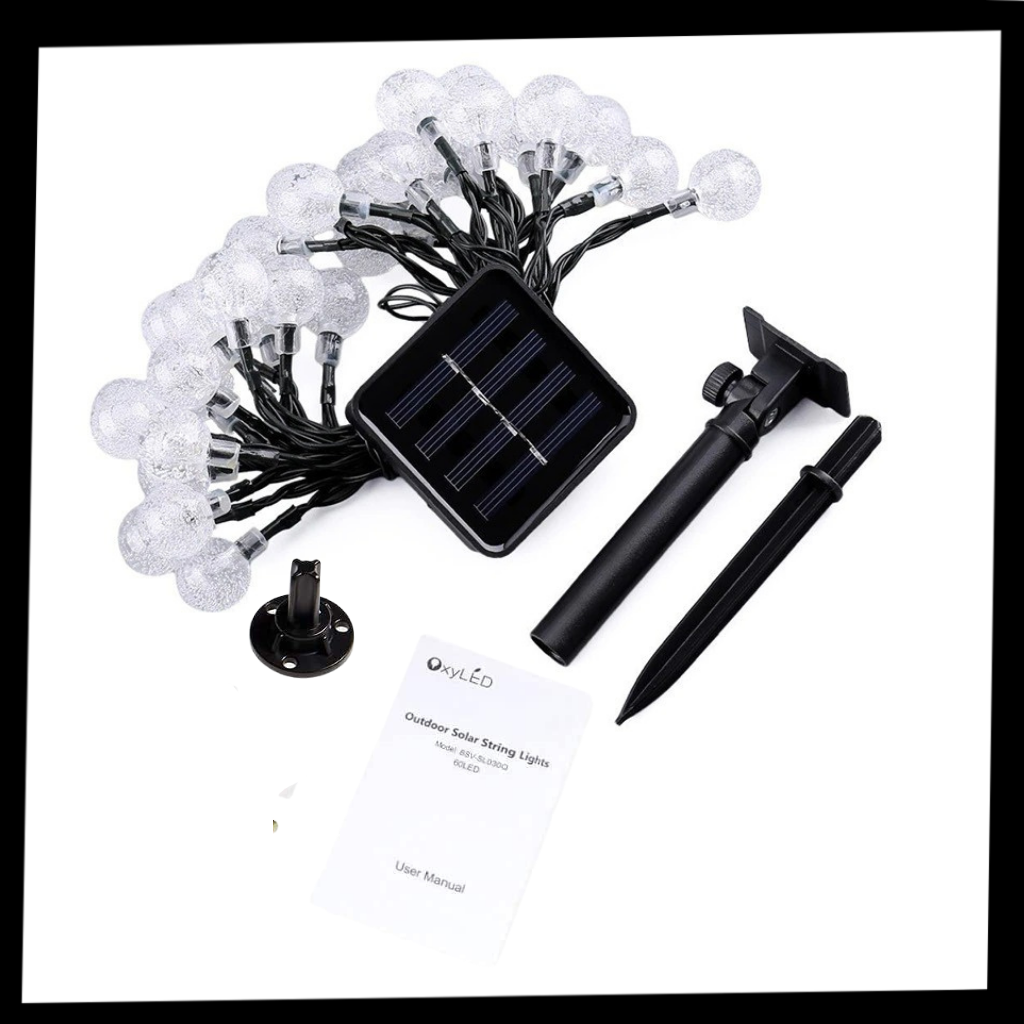 Guirlanda luminosa solar da Onrp, luminária de cordão com luzes LED para decoração ao ar livre, no pacote.