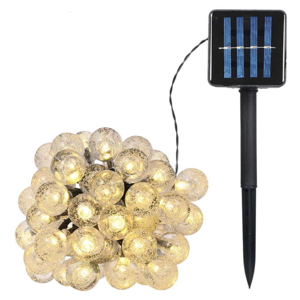 Cordão de luz solar da Onrp, luminária decorativa com lâmpadas LED, ideal para ambientes externos e festas ao ar livre.